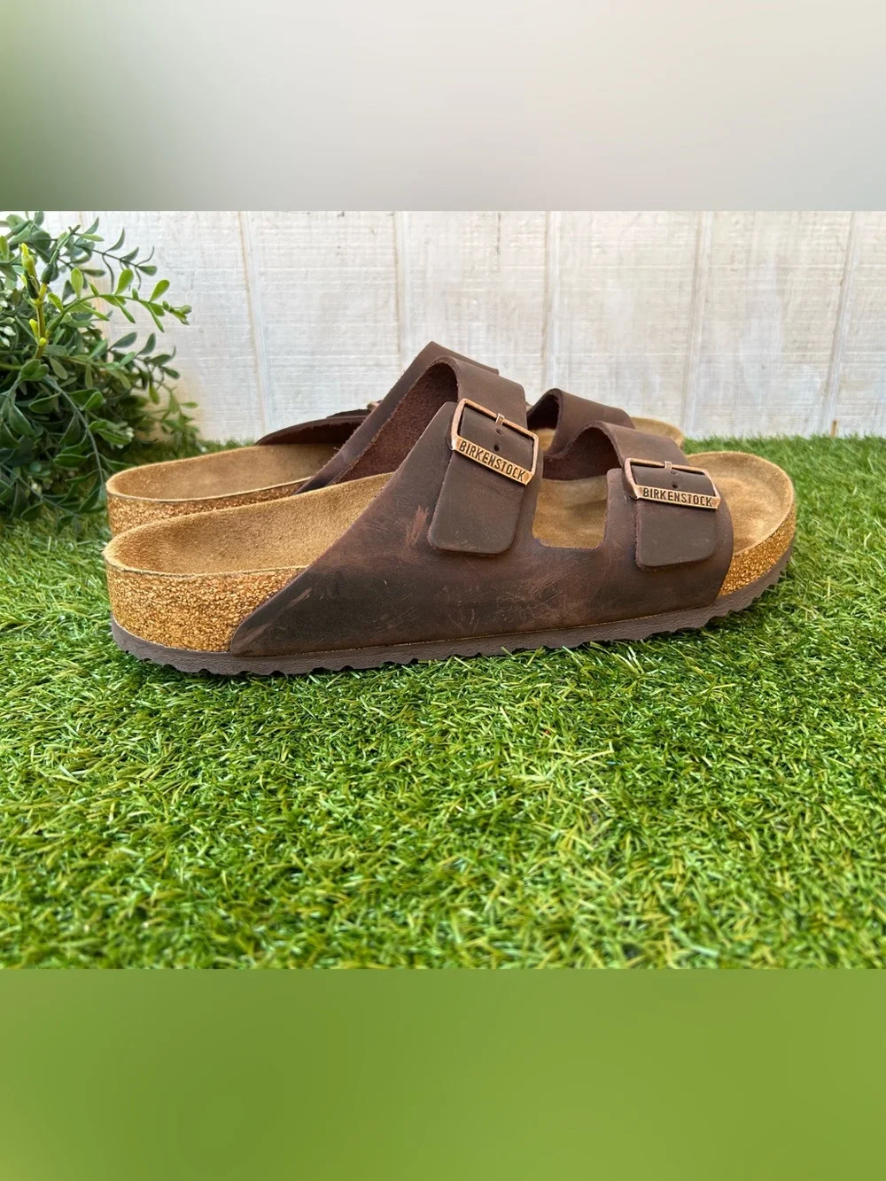 Birkenstock Arizona habana oiled leather men size  45US 12-12.5 gently used